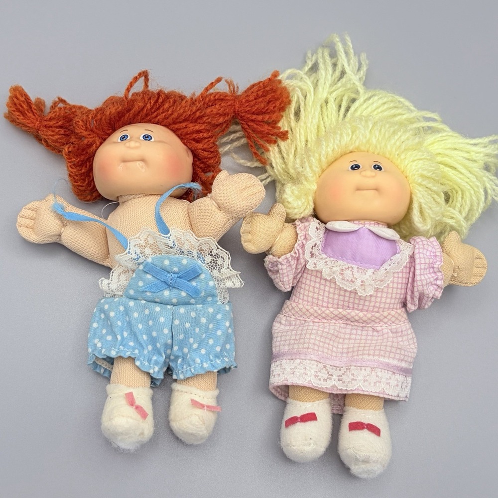 Vintage Cabbage Patch Kids Mini Dolls Cloth Figures 80s 90s Lot of 2